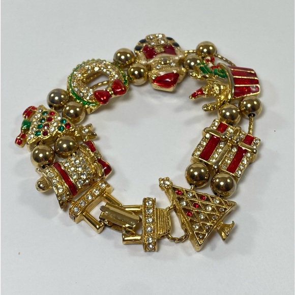 Christmas Slide Gold toned 7.5" Bracelet - Picture 5 of 7